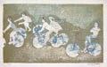 Bicycles Original Silk Screen by the Romanian American artist Harry Gottlieb