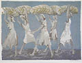 Latin American Women Walking Original Silk Screen by the American artist Harry Gottlieb