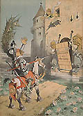 Storming The Dreaded Castle Puck New York Original Lithograph by Frederick Graetz