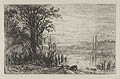 Pond at Cernay La Ville Original etching by Eliza Pratt Greatorex