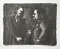 Conversation Original Lithograph by Joseph Gualtieri also known as Joseph Peter Gualtieri