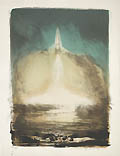 Apollo XII towards the Moon or Apollo XII Verso la Luna Original lithograph by the Italian artist Luciano Guarnieri