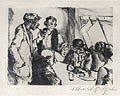 Tavern Scene Original Etching and Drypoint Engraving by the German artist Albrecht Gutjahr