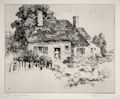 Countryside Cottage Original Drypoint Engraving by the American artist Charles Winston Haberer also listed as Charles Haberer