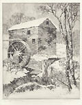 Wolf Pen Mill Kentucky Original Drypoint Engraving by the American artist Charles Winston Haberer also listed as Charles Haberer