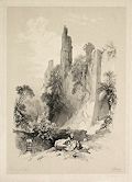 Roslin Castle Scotland Delineated Original Lithograph by the British artist James Duffield Harding also listed as James Harding