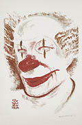 Clown Original Color Lithograph by the American artist George Hartwell also known as George Kenneth Hartwell