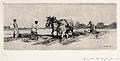 Bauerin am Ochsenpflug Farmers and Oxplough Original Etching by Ernest Haymann