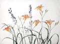 Tiger Lilies and Bluebonnets Original Lithograph by the American artist Susan Headley van Campen