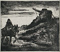 Evening and Horseman Original Drypoint Engraving and Etching by the American artist Eugene Higgins