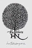 Ex Libris Hnizdovsky Tree Original Woodcut by the Ukrainian American artist Jacques Hnizdovsky