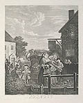 The Four Times of the Day Plate 3 Evening Original Engraving and Etching by the British Satirical Artists William Hogarth and Bernard Baron