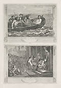 The Idle Prentice Sent to Sea and The Industrious Prentice Married Two Original Etchings and Engravings by the British artist William Hogarth