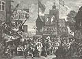 Southwark Fair Original Engraving and Etching by the British Satirical Artist William Hogarth