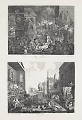 The Times Plates 1 and 2 Two Original Engravings by the British Satirical Artist William Hogarth