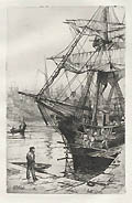 Leith Docks Original Etching by the Scottish artist William Brassey Hole