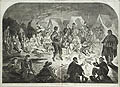 A Bivouac Fire on The Potomac American Civil War Original Wood Engraving designed by the American artist Winslow Homer for Harper's Weekly New York A Journal of Civilization