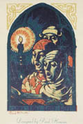 Carol Singers Original Woodcut by the American artist Paul Honore