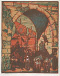City Gates Arabia Original Woodcut by the American artist Paul Honore