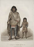 Portrait of Akaitcho and His Son Original Aquatint by the British artist Lieut Hood Royal Navy