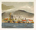 Boats at Shore Original Silkscreen by the German artist Eduard Hopf also listed as Eduard Kaspar Hopf