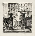 Antique Shop Entrance Original Etching and Drypoint Engraving by the American artist Earl Horter