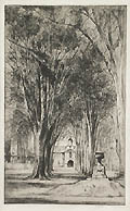 The Church in Woodland Park Original Etching and Drypoint Engraving by the American artist Earl Horter