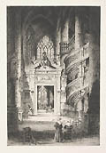 Cathedral Interior Original Etching and Drypoint Engraving by the British artist Albany Howarth also listed as Albany E. Howarth