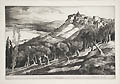 Castel Gandolfo Lake of Albano Original Engraving and Etching by the British artist Edward Bouverie Hoyton