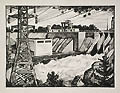 The Hydro Electric Works of a Dam Original Drawing by the Canadian artist Robert Hyndman
