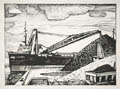 Ship Unloading Coal Original Drawing by the Canadian artist Robert Stewart Hyndman