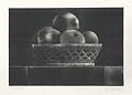 Apples A Still Life Composition Fruit in a Basket Original Aquatint Engraving by the American artist Nenad Jakesevic
