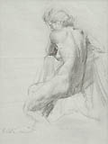 Figure Study Original Conte Drawing by the British artist Violeta Janes