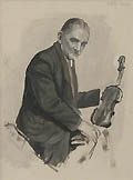 Violinist Original Gouache Drawing by the British artist Violeta Janes