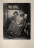 The Rose Conversation Original Etching by the French artist Tony Johannot published for Les Artistes Contemporains