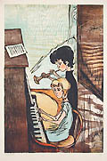 Together Original Woodcut by the American artist Mervin Jules