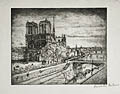 Notre Dame Paris Original Etching and Drypoint Engraving by the Estonian artist Reinhold Kalnins