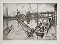 Harbor Scene New York Original Etching the Hungarian American artist Andrew Karoly also listed as Andrew B. Karoly