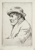 Profile of a Man Original Etching by the American artist Hyman Katz signed William H. Katz