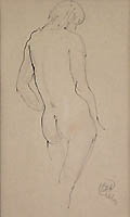 Figure Study Original Drawing by the American artist Henry Keller also listed as Henry George Keller