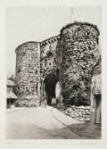 Medieval Gateway Landgate in the Town of Rye East Sussex Original Etching and Drypoint Original Etching by the British artist Verrall King