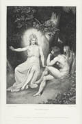 The Angel Raphael Relates The Story of Creation to Adam and Eve Original Engraving by the British artist Thomas Kirk designed by Richard Westall for John Boydell's set The Poetical Works of John Milton