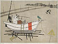 Fishing Boat and Green Crow by Fumio Kitaoka