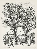 Two Trees Three Children Original Silkscreen by the American artist Frank Kleinholz