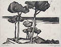 Ligurian Original Linocut by the Austrian artist Hans Kobinger