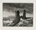 Napoleons on Alligators Original Etching by the American artist Chaim Koppelman