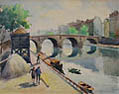 Pont Marie Paris Original Watercolor by Andre Krafft