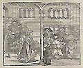A Messenger Appears to Hannibal in Carthage Original Woodcut Attributed to the German artist Conrad Faber von Kreuznach also spelt Konrad Faber von Creuznach from Romische Historien by Titi Livij