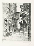 Firenze Or San Michele Florence Original Etching by the Hungarian artist Bela Kron