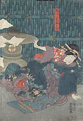 A Beautiful Woman in an Interior Original Woodcut by the Japanese artist Utagawa Kunisada I Toyokuni III